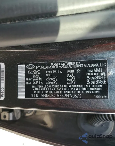 2023 Hyundai Tucson Sel z USA, uszkodzony, nr VIN 5NMJBCAE5PH190673